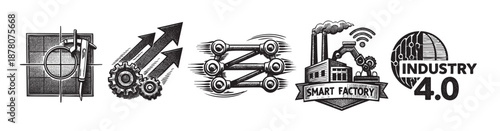 Industry 4.0 Illustrations Showcase Automation and Manufacturing Evolution