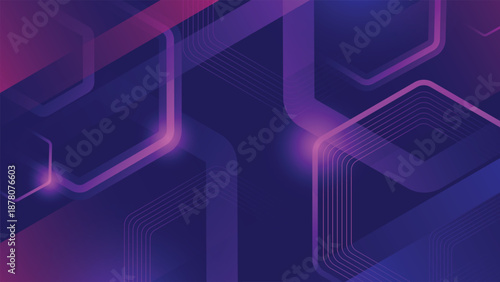 Futuristic abstract background featuring purple neon glowing geometric lines layered on a dark gradient backdrop ideal for technology digital creative and modern design projects