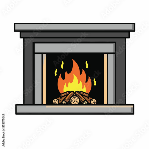 Cozy Fireplace with Burning Logs