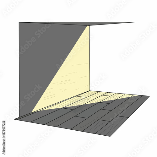 Empty Room Corner with Sunlight