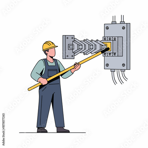 Electrician Inspecting Electrical Panel