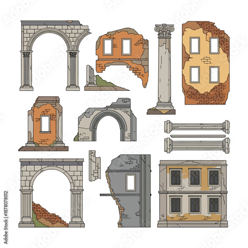 Ancient Ruins Clipart Set