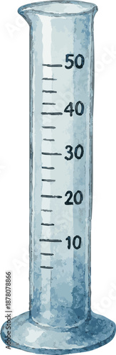 Vector watercolor illustration of a graduate cylinder