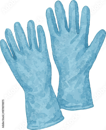 Vector watercolor illustration of laboratory gloves