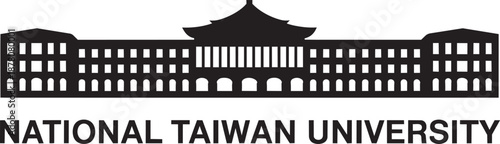National taiwan university silhouette building landmark icon vector black and white graphic