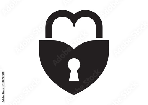 Heart Lock icon, Heart Lock solid vector