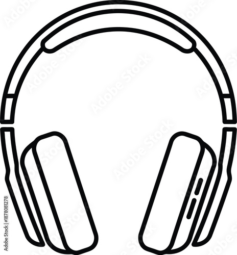 Simple black line art icon of over-ear headphones on white background