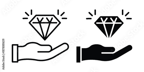 Diamond in Hand Icon Illustration. Diamond in Hand Icon Illustration