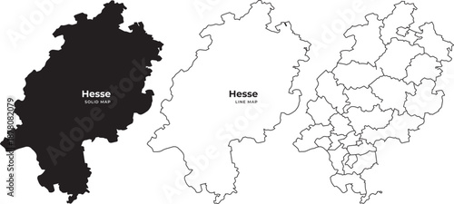 Three hesse maps in black and white with filled and outline styles