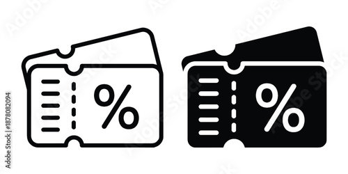 Discount Coupon Ticket Icon Vector. Percentage Discount Ticket Icon