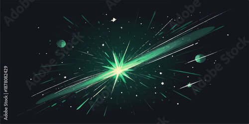 A glowing blue star burst shines with bright light against a dark space background, creating an abstract pattern of motion and texture for a shiny galaxy wallpaper design