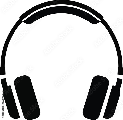 A simple, minimalist silhouette of over-ear headphones for audio and music concepts