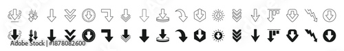 Down Arrow Icon Set, Download Arrow Icon Set — Navigation, Move Down, Vector illustration . 