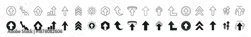 Upload & Up Arrow Icon Set ,  Navigation, Move Up,  Growth Trend Chart icon, , arrow up, growing graph, business chart icons. Vector illustration.