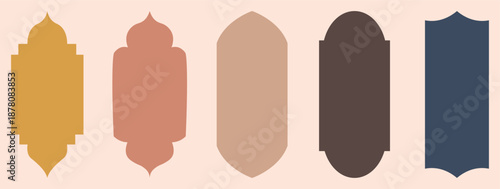 Ramadan Islamic Arch Shapes Collection, Minimal Muslim Decorative Frames for Ramadan Kareem Design