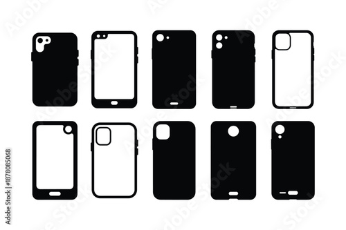 Mobile Phone Cover Silhouette Vector Illustration Isolated on White