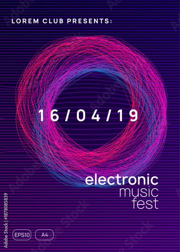 Music Design. Electro Invite. Edm Concert Element. Dance Magazine. Soundwave Disco Invitation. Pink Party Event. Violet Sound Flyer. Blue Music Design