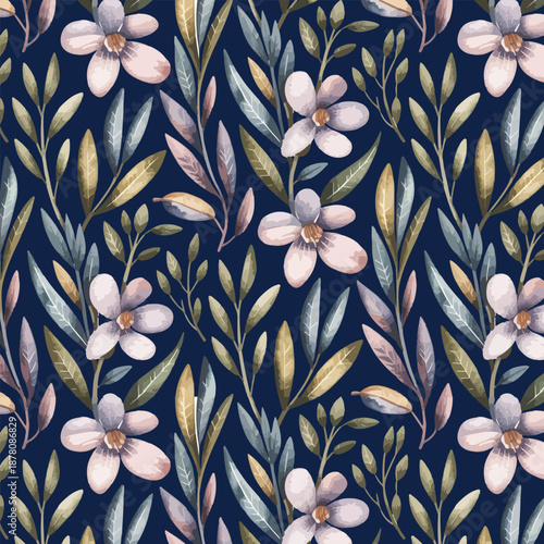 Hand draw watercolor seamless floral pattern 
