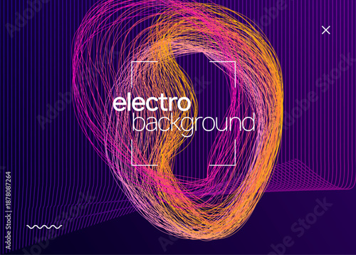 Sound Background. Night Club Festival Element. Concert Vector. Techno Design. Violet Discotheque Banner. Green Party Flyer. Soundwave Beat Illustration. Pink Sound Background