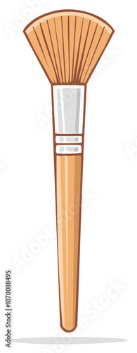Isolated makeup fan brush cosmetic tool vector illustration