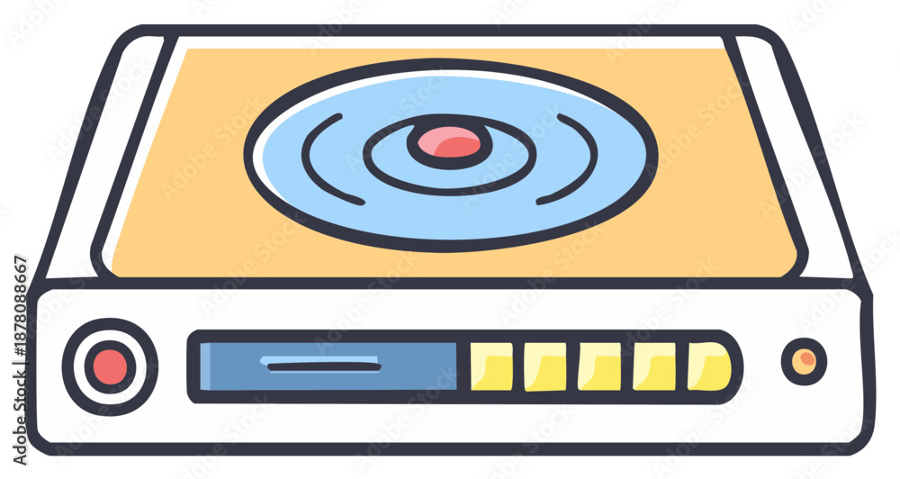 Fototapeta premium Stylized illustration of a retro record player with a vinyl disc