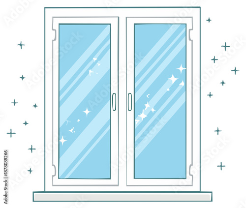 Clean Sparkling Windows with Stars Representing Cleanliness and Fresh Air in the Home