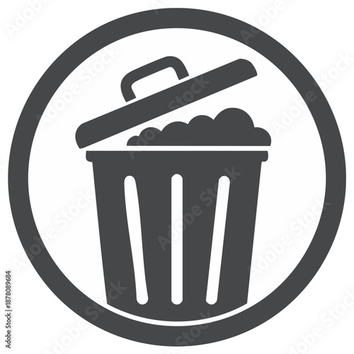 Garbage bin icon with contents in a circle