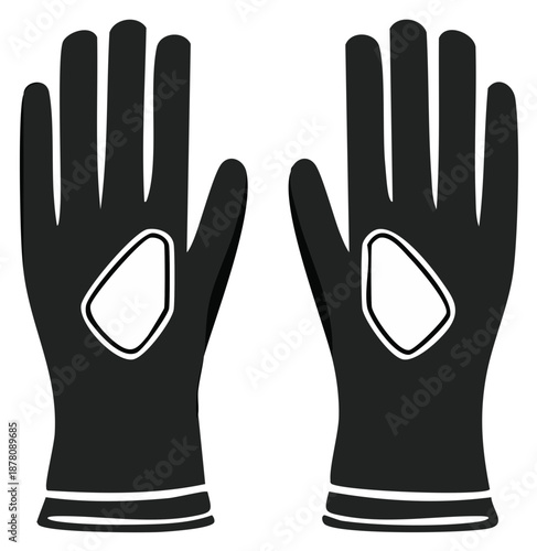 Black gloves graphic isolated on white, detailed illustration, protective apparel