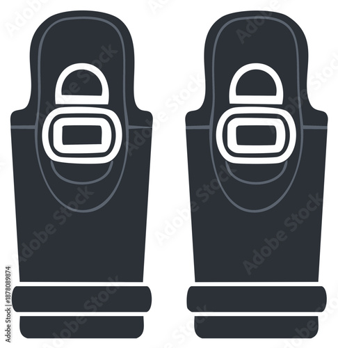 Pair of Dark Gray Outdoor Boots with Buckles and Straps - Icon