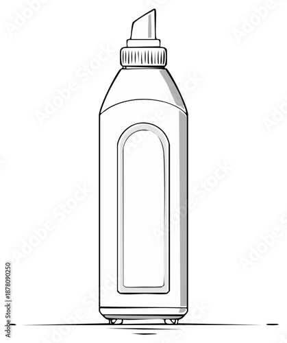 Vector illustration of a plastic household cleaning product bottle with a blank label