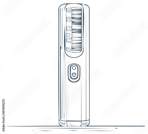 Hand drawn sketch illustration of a portable UV light sterilizer wand for disinfection and cleaning