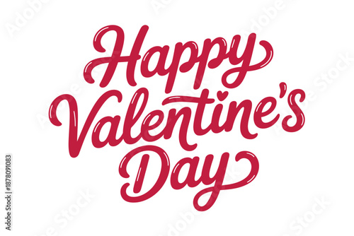 A festive Happy Valentine's Day message in red cursive font on a white background