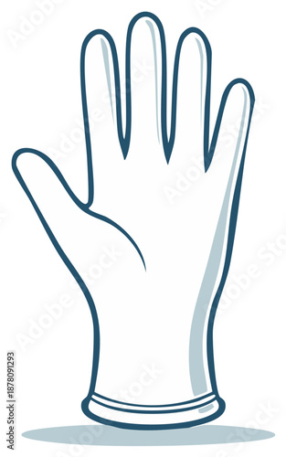 Hand drawn vector illustration of a disposable latex glove for medical hygiene protection and safety