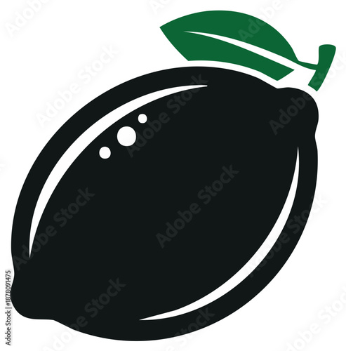 Black fruit with leaf vector icon illustration
