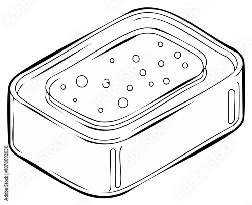Black and white line art illustration of a rectangular hot tub with bubbling water jets