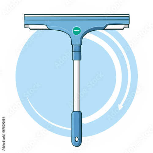 Cartoon Style Squeegee for Cleaning Windows and Surfaces With Curved Arrow