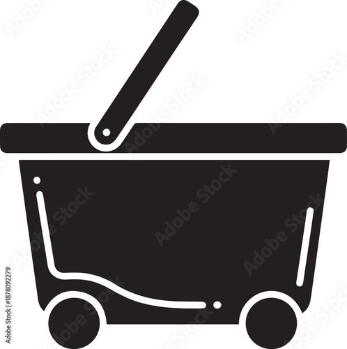 Black and white wheelbarrow with a long handle and two wheels 1