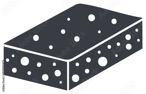 Illustrative graphic of a cheese block with holes in a simple flat design