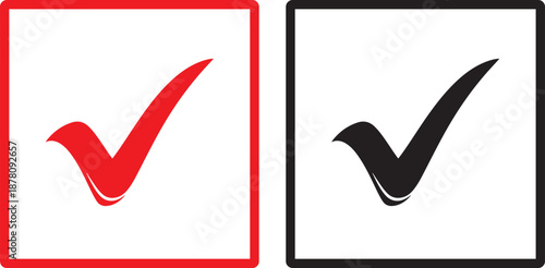 Red and black checkmark symbols in square frames 1