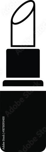 Simple black outline icon of cosmetic lipstick tube with slanted tip representing beauty product packaging element
