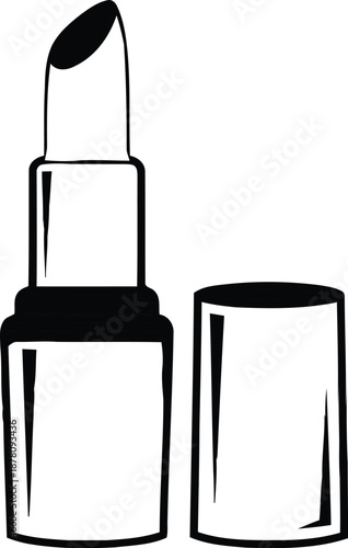 Black silhouette of a lipstick illustration on a transparent background representing a cosmetic beauty product