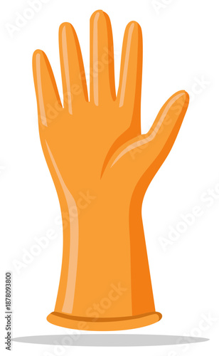Bright orange rubber glove vector illustration for cleaning and protection
