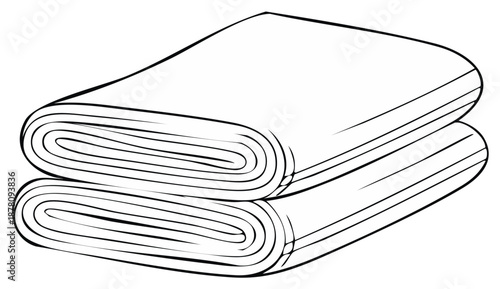 Simple line art illustration of two neatly folded and stacked towels