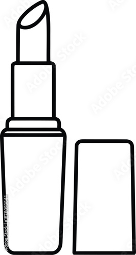 Lipstick open tube cosmetic product illustration vector makeup glamour beauty essential element elegant style object luxury accessory design.