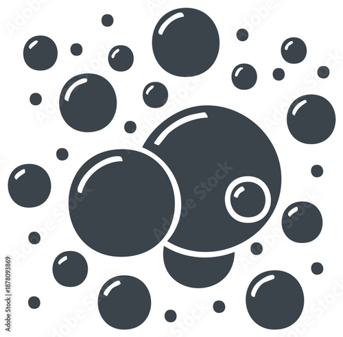 Group of Gray Bubbles, Cleanliness and Hygiene Illustration, Simple Rounded Shape Vector