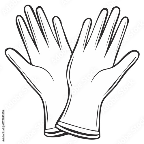 Isolated vector illustration of two lined work gloves on white backdrop for design element