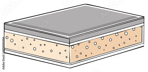 Cross section illustration of a multi layered composite material with porous internal structure