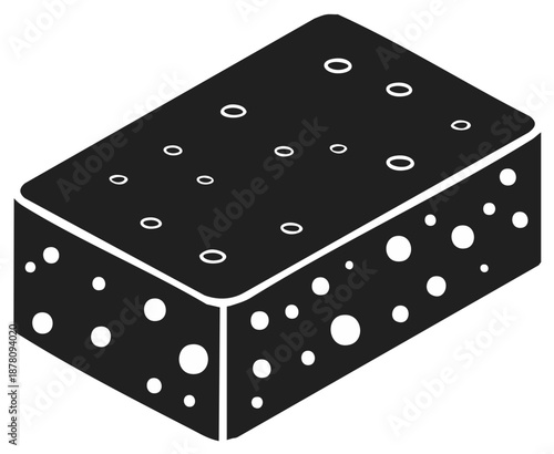 Isometric cheese piece with hole pattern: culinary delight and food design concept