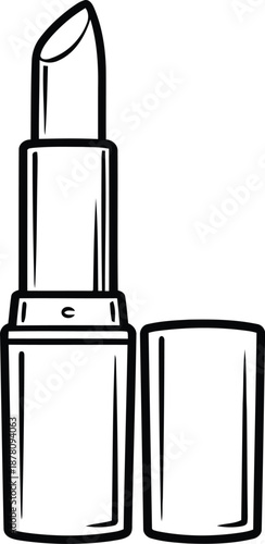 Stylized black lipstick with cap off, an iconic representation of beauty and makeup, suitable for cosmetic advertising and artistic content