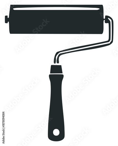 Black paint roller tool icon for home improvement and renovation projects